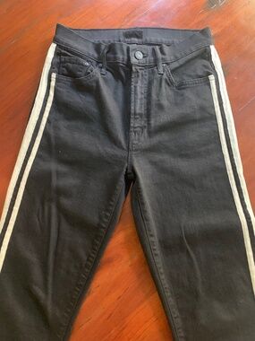 Mother cropped fray black jeans